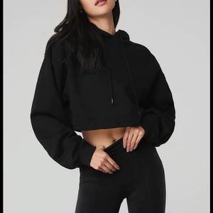 New ALO Yoga Bae Crop Hoodie, Black, S